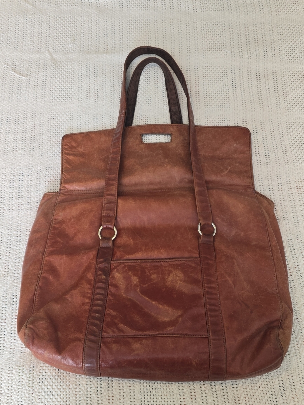 Viva Bags Of California Classic Brown Leather Tote Made In USA - Picture 3 of 13